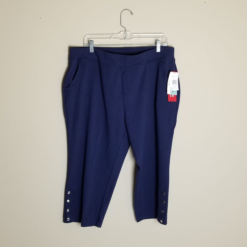 NWT Size XL Cathy Daniels Blue Knit Capri Pants